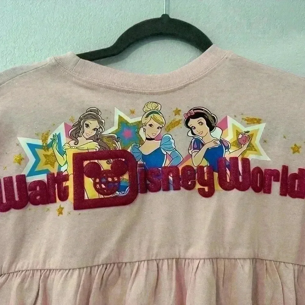 Disney World Princess Spirit Jersey Girls XL Pink Peplum Long Sleeve Pullover